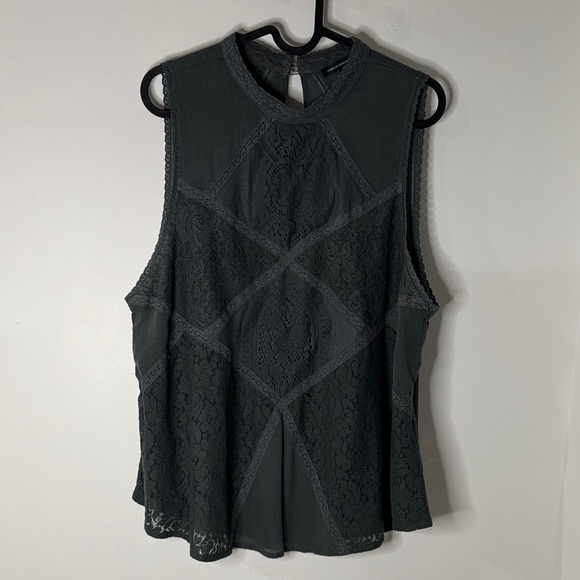 American Eagle Outfitters Tops - 🎉 American Eagle Outfitters Lace Sleeveless Blouse - Dark Olive